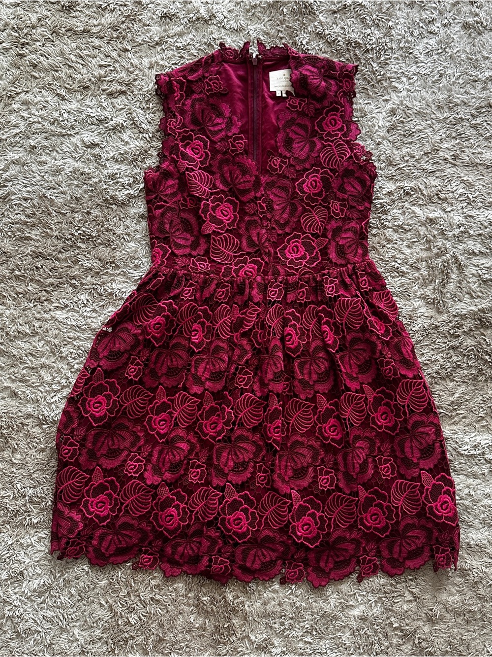 kate spade fuchsia lace-trim sheath dress